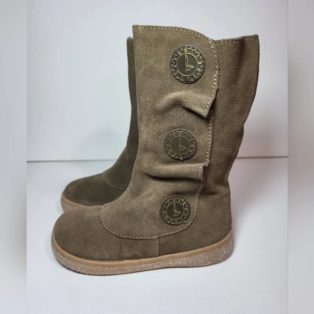 Livie and Luca Tiempo Suede Brown Leather Boots Toddler Girl's Size 7